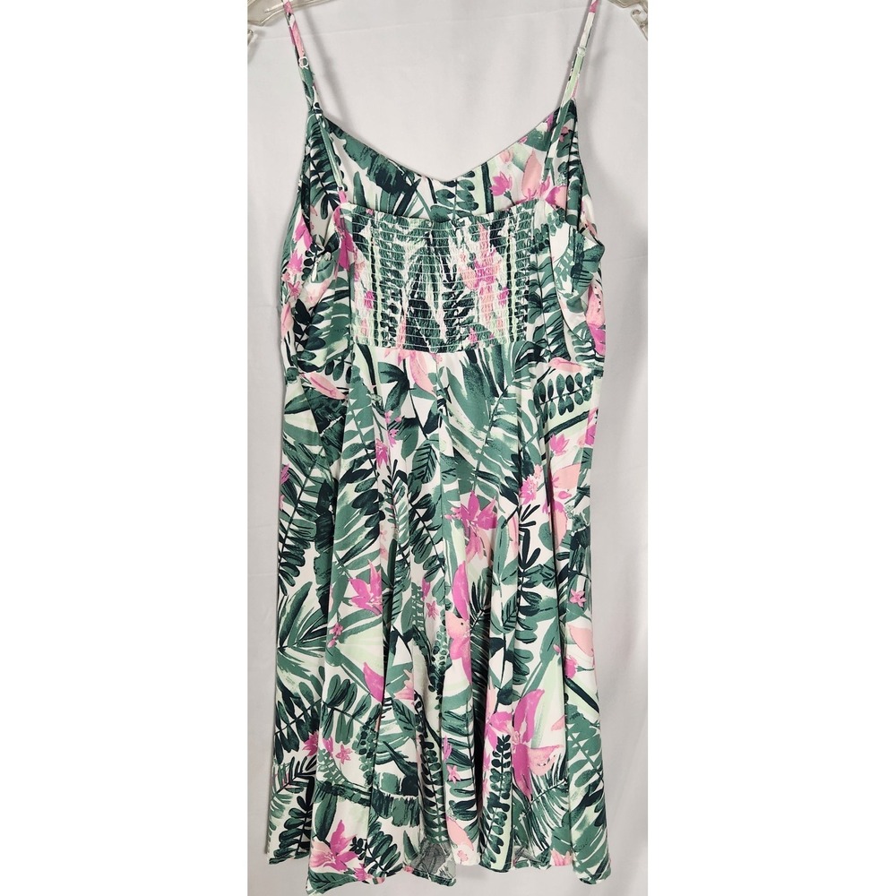 Old Navy Juniors Fit-Flare Aloha/Coconutgirl/Y2K/Indie Cami Pink Palm Sundress L - Picture 3 of 11